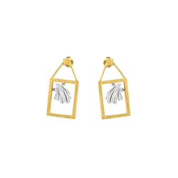 Pendientes Concha Cuadrado dorado - Imagen 2
