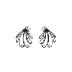 Pendientes Concha Filigrana Azabache - Imagen 2